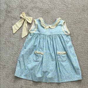 Blue Floral Dress with Bow